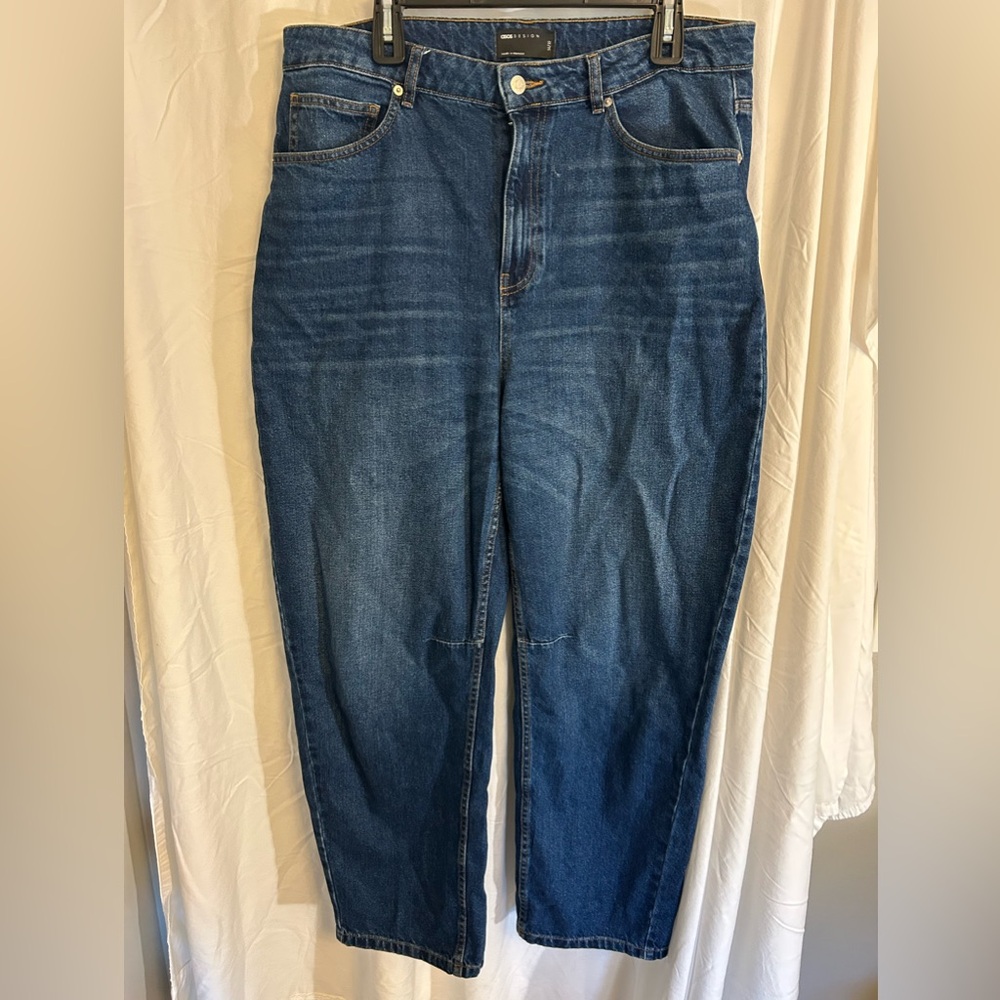 Barrel Leg Dark Blue Denim Jeans